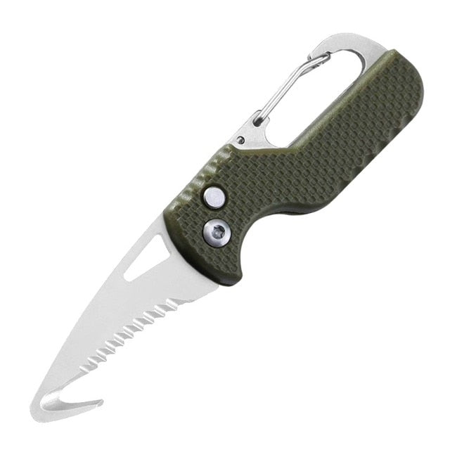 Portable Folding Knife Express Package Knife Gift Keychain Serrated Hook Knife Outdoor Camping Carry-on Survival Tool Box Opener